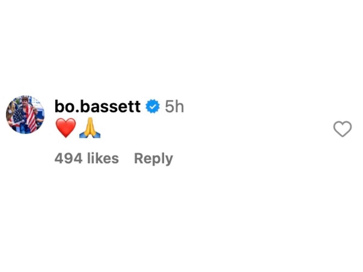 Bo Bassett’s comment on Instagram
